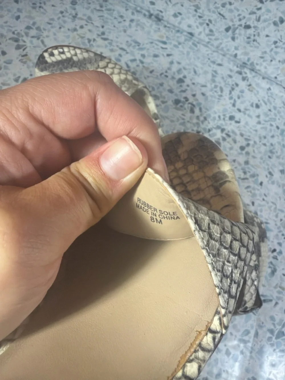 Ann Taylor Snakeskin Print Wedge Sandals Ankle Strap Leather Size 8
